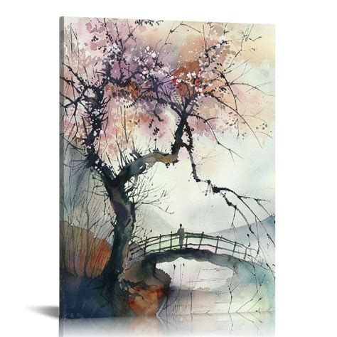 Nawypu Cherry Blossoms Beautiful Flowers Canvas Wall Art Contemporary