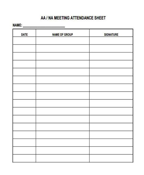 Printable Proof Of Aa Attendance Forms Printable Form 2024