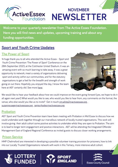 Active Essex Foundation New Active Essex Foundation Newsletter