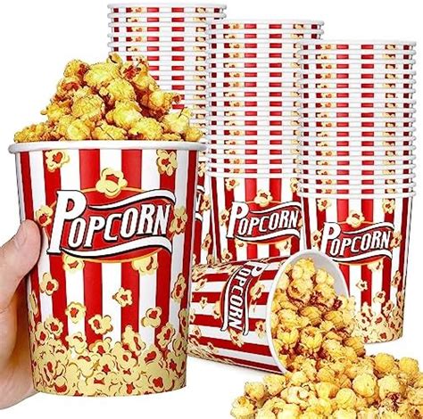 Tanlade 32 Oz Disposable Popcorn Buckets 50 Pack Paper Popcorn Containers Popcorn