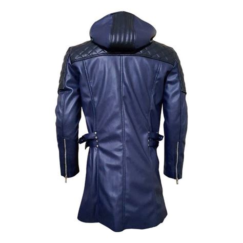 Ner O Dmc Dant E Faux Leather Jacket Coat Etsy Blue Leather