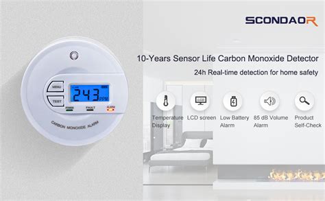 Scondaor Carbon Monoxide Alarm Detector With Year Sensor Digital