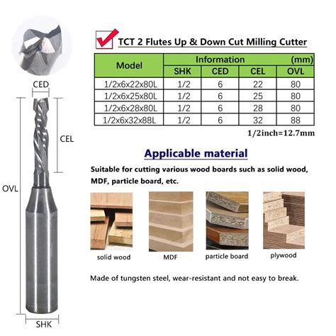 Hozly Mm Shk Tct Flutes Composite Milling Cutter Up Down Cut For