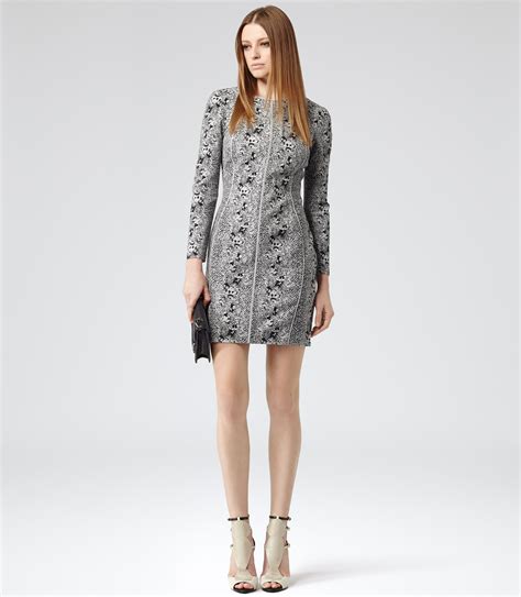 Lyst Reiss Fion Snake Print Dress In Gray