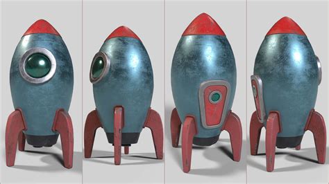 Stylized Retro Rocket 3d Model By Art Teeves