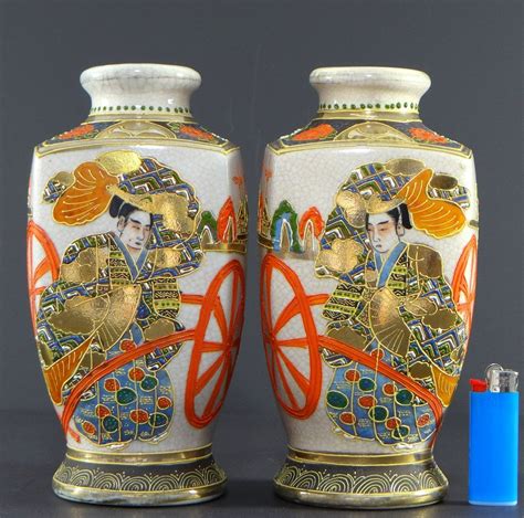 Proantic Japon Fours De Satsuma Années 1930 1940 Paire De Vases A