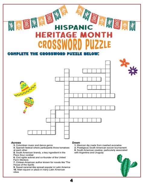 Hispanic Heritage Month Crossword Puzzles In English Made By Teachers