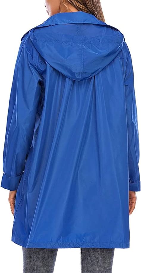 D O Damen Regenjacke Wasserdichte Regenmantel Lange Regenponcho Mit