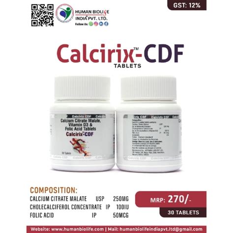 Calcium Citrate Maleate 250 Mg Vitamin D3 100 Iufolic Acid 5 Mcg Tablet