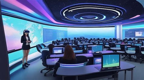 Premium Photo Futuristic Classroom Immersion Virtual Reality Education