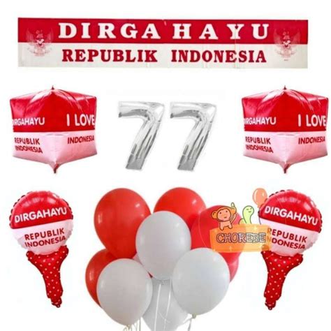 Jual Paket Dekorasi Hiasan Balon Dirgahayu Hut Ri Agustus Merah