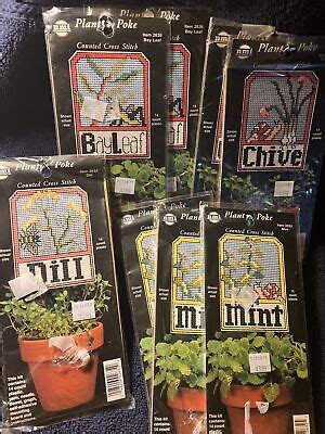 New Plant Poke Counted Cross Stitch Kits Bay Leaf Dill Mint Chive