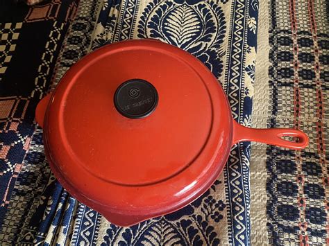 Le Creuset Red Enamel Cast Iron Cassadou Deep Covered Skillet Ebay