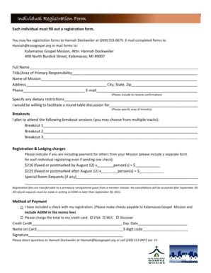 Fillable Online Agrm Each Individual Must Fill Out A Registration Form