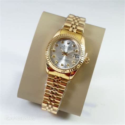 Jual Jam Tangan Wanita Rolex Original Tali Rantai Motif Gerigi