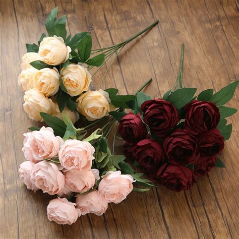 Kopf Burgund Rosen Bunch K Nstliche Blumen Western Rose Hochzeit