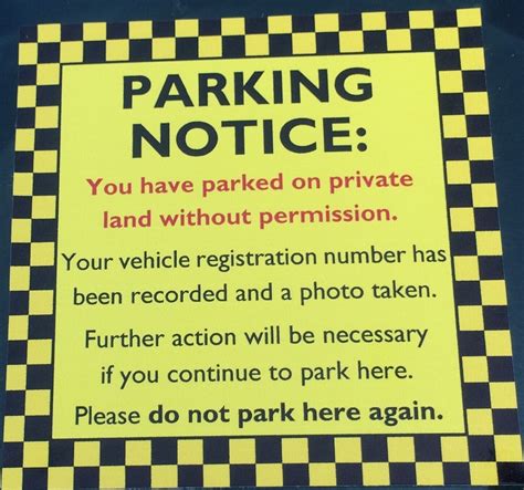 Private Parking Ticket Warning Sticker Notice For Windscreen