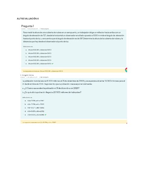 Fundamentos Del Calculo Autoevaluaci N N Autoevaluaci N Pregunta