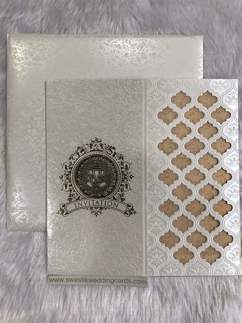 White Colour Wedding Invitation Cards Embossed Wedding Cards