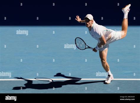 Denis Shapovalov Of Canada Serves To Reilly Opelka Of The Us During Their Third Round Match At