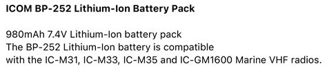 Icom Battery Li Ion BP 252