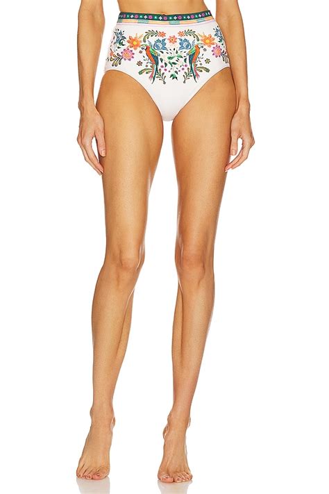 Zimmermann Ginger High Waist Bikini Bottom In Cream Multi REVOLVE