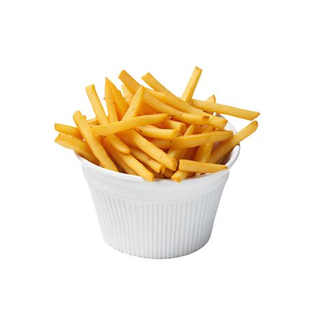 French fries on white bowl isolated on transparent background, Fried