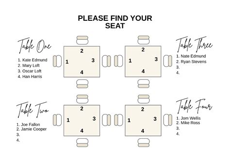 Free Seating Templates And Examples Edit Online And Download