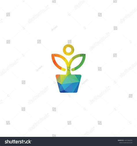 Flower Pot Plant Logo Growth Vector Vector De Stock Libre De Regalías