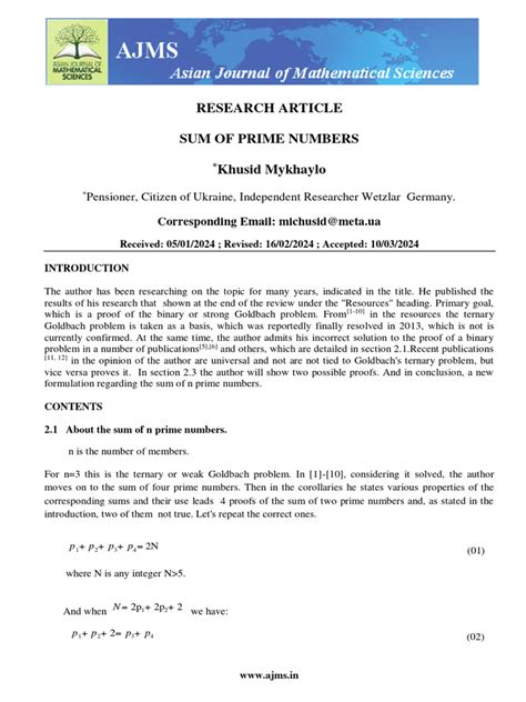 Sum Of Prime Numbers Pdf Prime Number Numbers