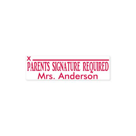 custom teachers  parents signature required  inking stamp zazzle
