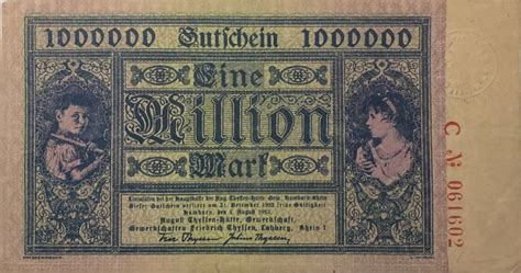 Deutschland Deutsches Reich Million Mark Gutschein Hamborn