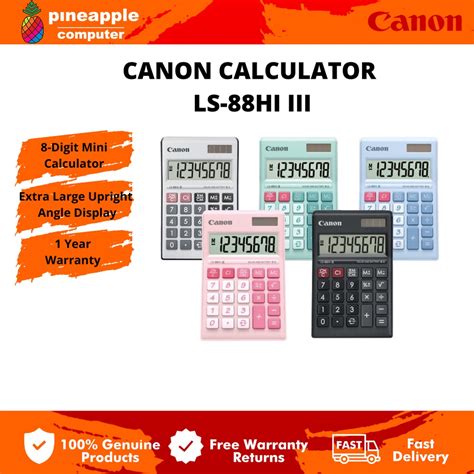 Canon Calculator Ls Hi Iii Digits Dual Power Large Display Plastic