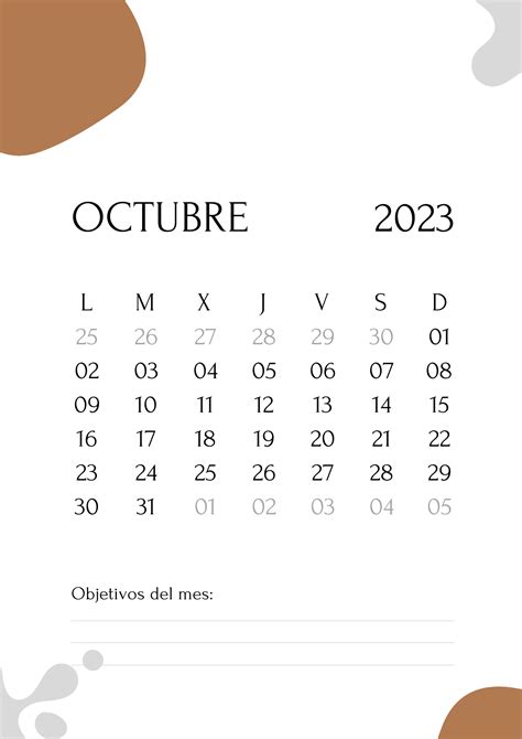 Calendario Octubre 2023 | Save