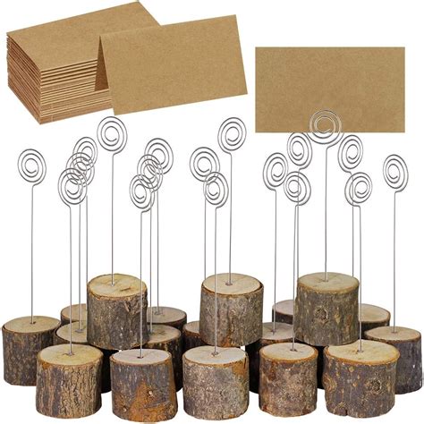 Amazon 20 Pcs Rustic Wood Place Card Holders With Swirl Wire And