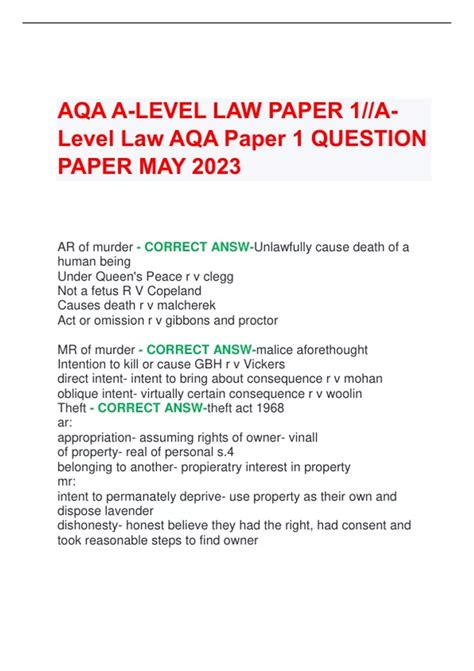 Aqa A Level Law Paper 1a Level Law Aqa Paper 1 Question Paper May