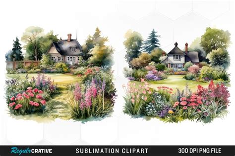 Garden Lawns Watercolor Graphics Clipart