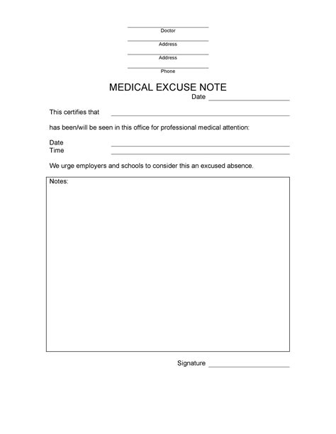 Fake Kaiser Doctors Note Template