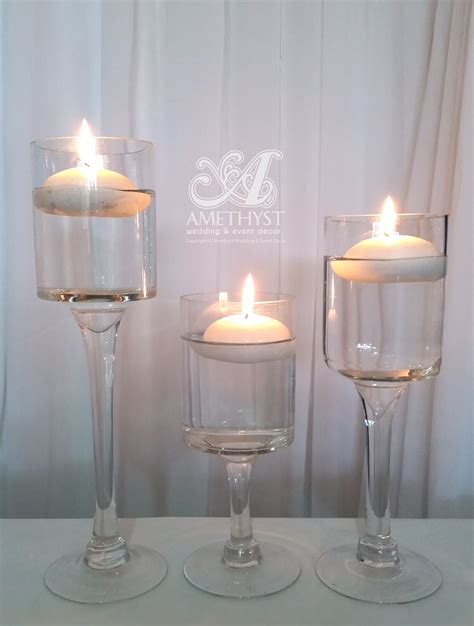 Stem Cylinder Floating Candle Vases Amethyst Wedding And Event Decor