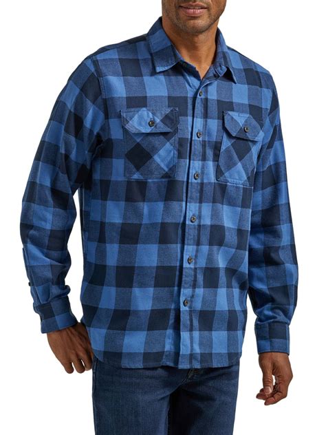 Wrangler Men S And Big Men S Relaxed Fit Brushed Flannel Shirt With