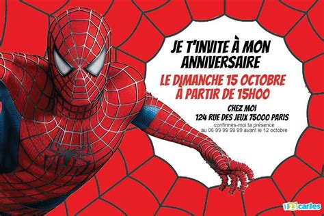 Invitation anniversaire spider man force surhumaine gratuite à