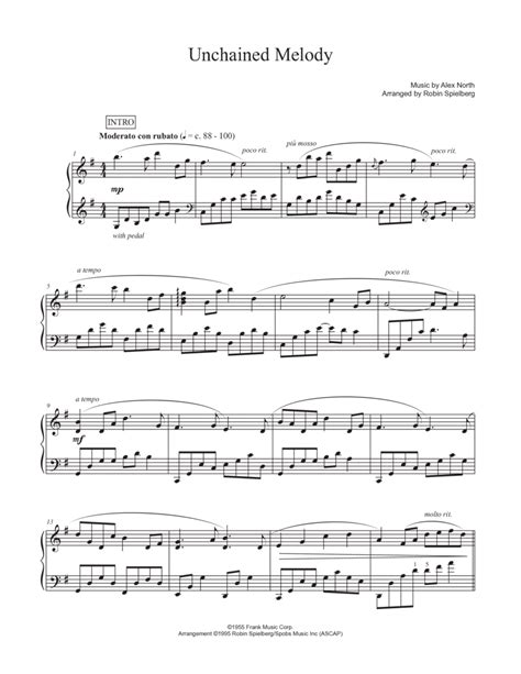 Unchained Melody Arr Robin Spielberg By Barry Manilow Sheet Music