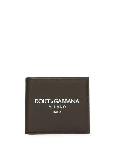 Dolce Gabbana Logo Print Leather Wallet Green Farfetch