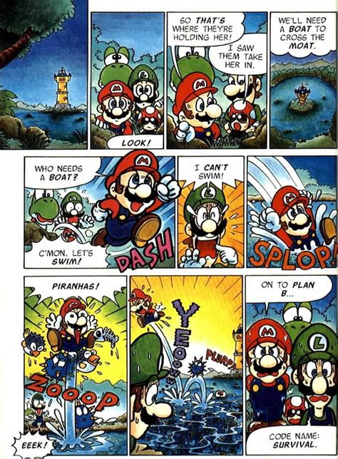 A Comic Strip With Mario And Luigis Adventure In The Water As Well As Other