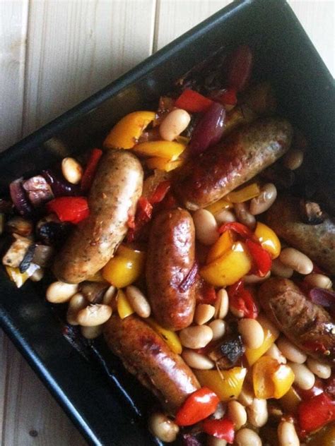 Balsamic Sausage And Butterbean Tray Bake The Slimming Foodie Easy