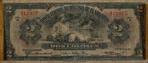 Banknote 2 Colones El Salvador 1934 1954 Issue Wor P 76a 2