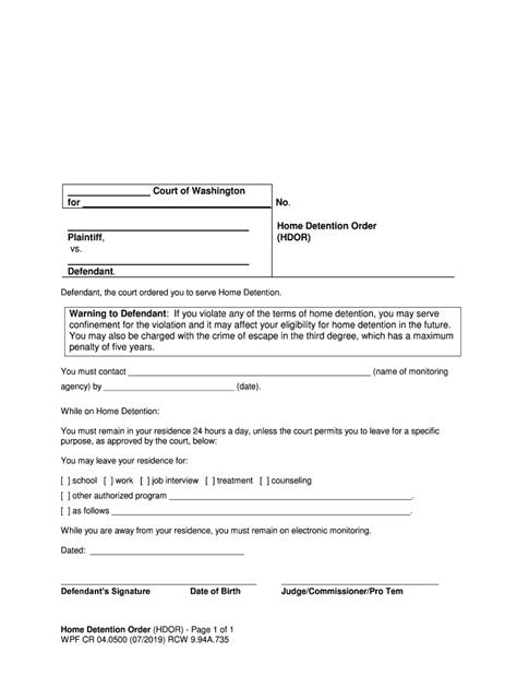 Home Detention Order Form Fill Out And Sign Printable Pdf Template