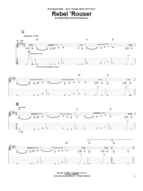 Rebel 'Rouser by Duane Eddy - Guitar Tab - Guitar Instructor