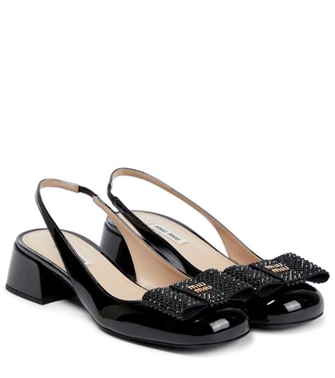 Miu Miu Patent Leather Slingback Pumps Mytheresa Heels Slingback