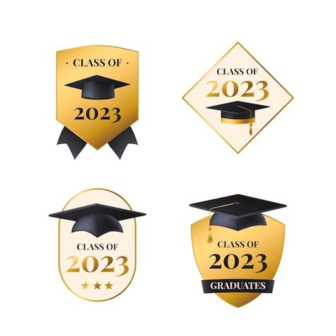 Free Vector Realistic Badges Collection For Class Of 2023 Graduation